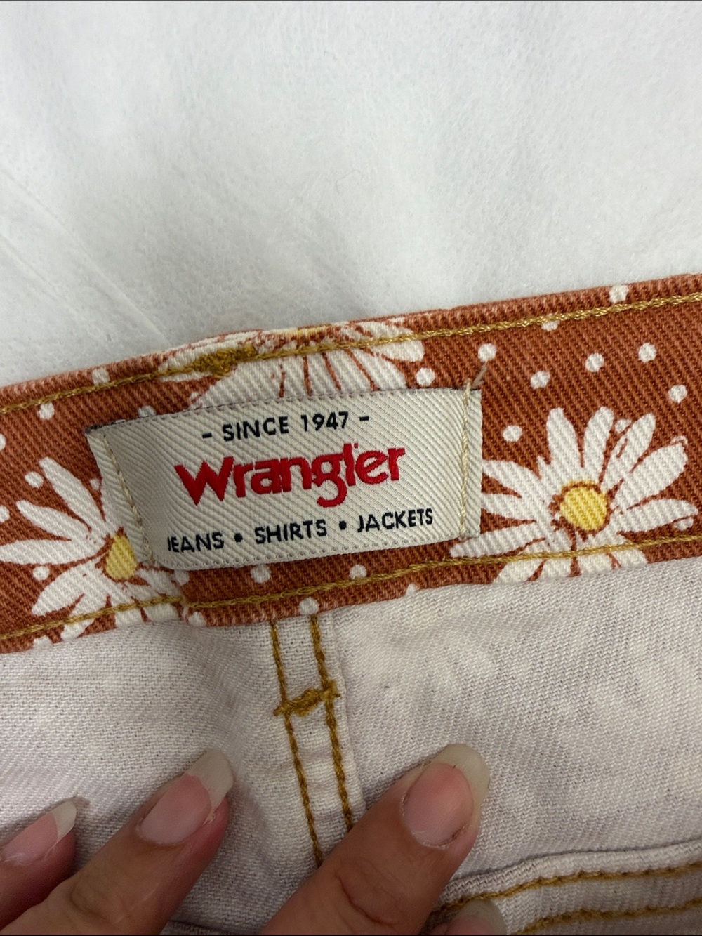 Wrangler Rust Daisy Print Wide-Leg Jeans - Picture 9 of 16